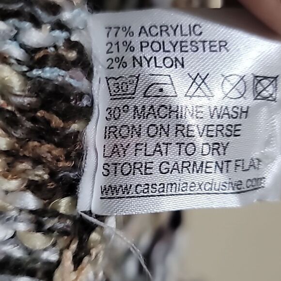 CASAMIA Brown Multicolored Ruffle Cardigan Sweater Sz M/L - Picture 8 of 9